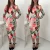 Import Formal vintage flower print long sleeve women tight waist slim dress with belt from China
