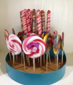 Fruits Flavored Round Flat Lollipop With Multiple Colors In Hard Candy
