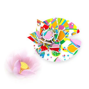 Fun paper craft diy 3d puzzle lotus painting paper 3d puzzle diy painting kits