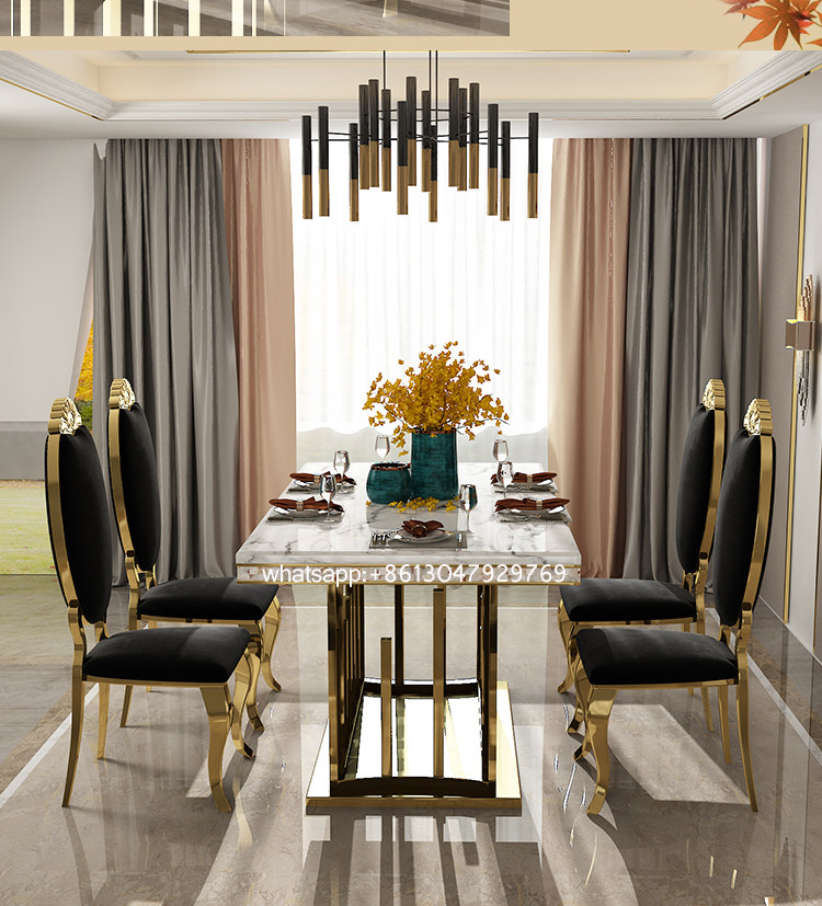 Buy Gold Stainless Steel Marble Dining Table Luxury Italian Dining