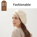GOLOVEJOY DMZ55 Fashion Solid Color Beret Cap Spring British Stylish Outdoor Warm Knit Woolen Winter Women Beret Hat