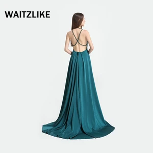 Gorgeous V-neck back open homecoming long evening dresses ,china manufacturers shoulder back spaghetti straps homecoming dresses