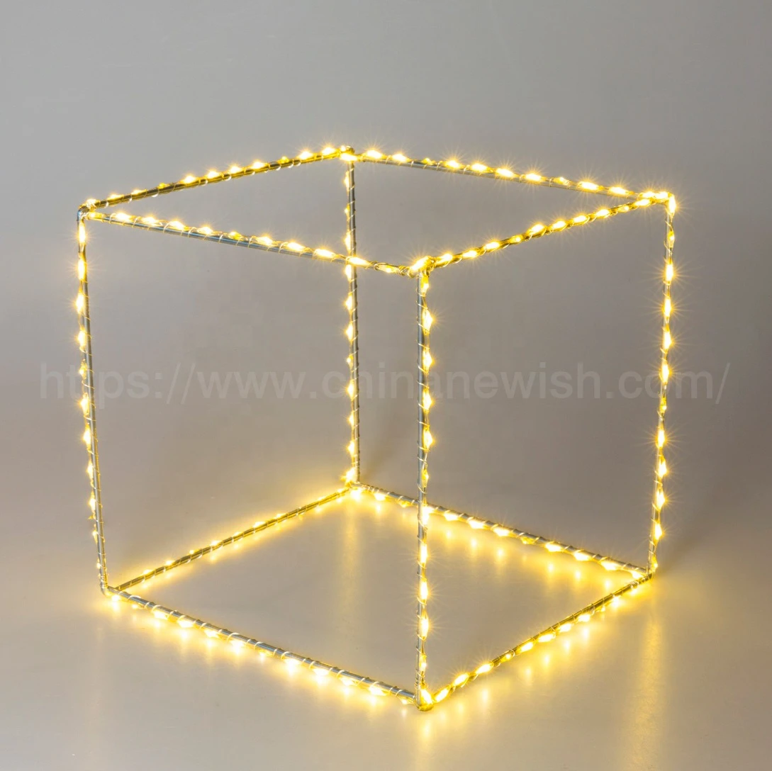 GS 220V 110V outdoor IP65 copper wire string metal golden twinkle flash ramadan decoration led cube lights