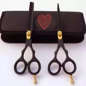 HAIR BLACK COLOR HAIR CUT SCISSORS WITH PACKING POUCH