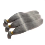 hair bundles Brazilian Silver Straight Human Hair Weave Pure Gray Color 3 Bundles remy hair Bundles With lace frontal Closure