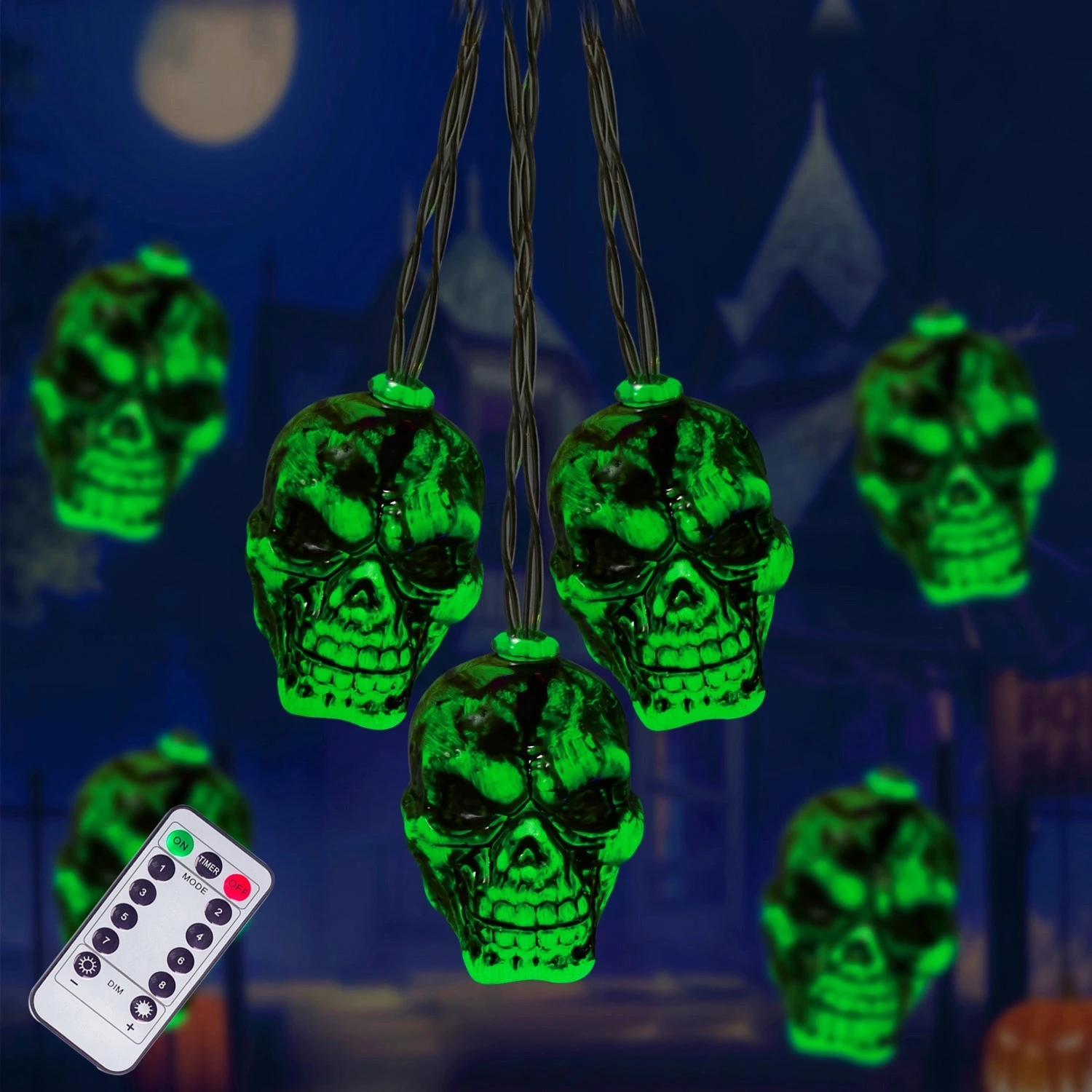 Halloween Decoration Led Lights Decorated With Bronze Skull Head Lantern