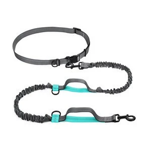 Hands Free Waist Dog Leash with Dual Bungees Adjustable Waist Belt for Running, Jogging or Walking
