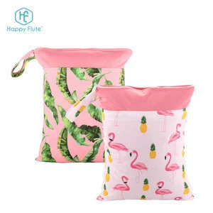 HappyFlute 2019 custom polyester layer baby waterproof Zipper wet bags cloth diaper bag with handle