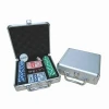 Hard silver OEM Wholesale Custom Aluminum 300 PCS Round Poker Chip Set Case/game cards box