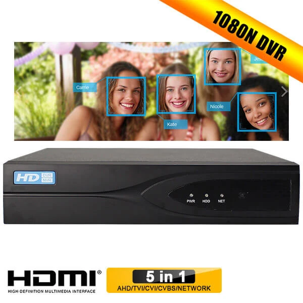 HD  DVR Recorder Camera DVR Face Recognition Cctv Dvr 4ch NST-XVR5104P 5 in 1 1080P H.264 DC +12V 2A 2 X USB 2.0 1~30FPS N/A