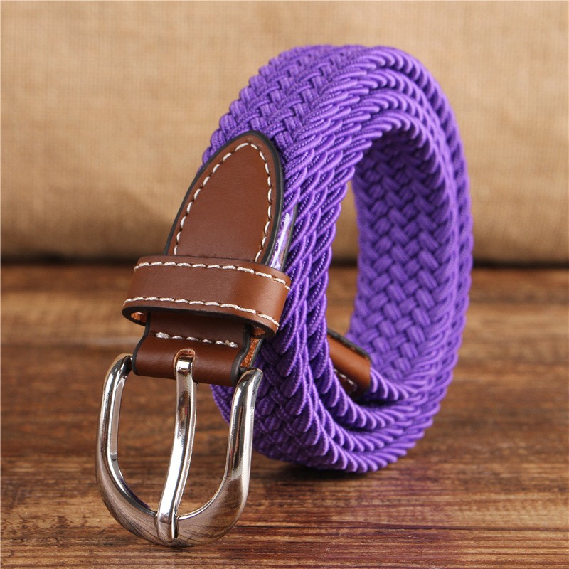 High Quality alloy buckle elastic ceinture braided fabric belt for unisex