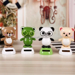 High Quality Baby Cartoon Anime Animals Characters Solar Powered Swing Car Doll Toy Charging Bobbleheads For Long Working Hours