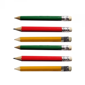 High Quality free sample design 3.5" inch linden wood golf pencil,mini wooden pencil