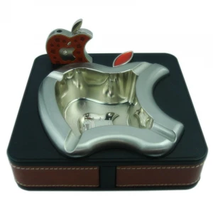 High quality metal ashtray with lighter for giftbox business XY030121