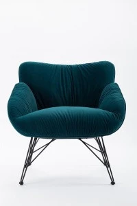 High Quality Moden Design Cheap Green Velvet Fabric Foam Iron  Arm Chair For Living Room Hotel Room