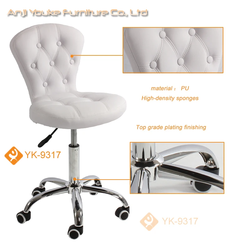 High quality Popular silver task white leather office chair without arms