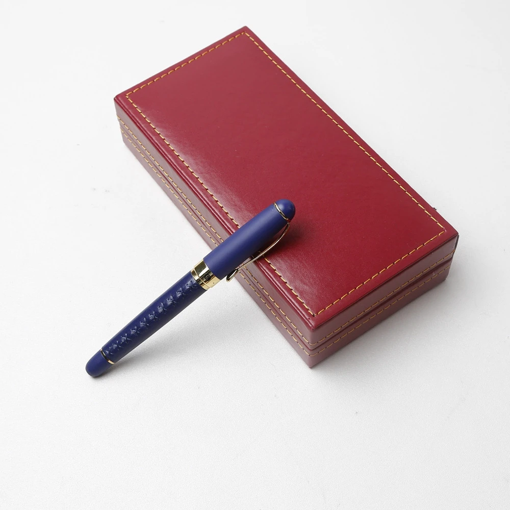 Hign-end Business gift Leather and Metal Roller Ball Pen With Leather Gift Box