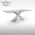 Import Home furniture stainless steel legs dining room table sets modern galss top dining table with 6 chairs from China