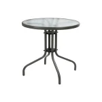 Hot sale Garden round steel glass table material outdoor table