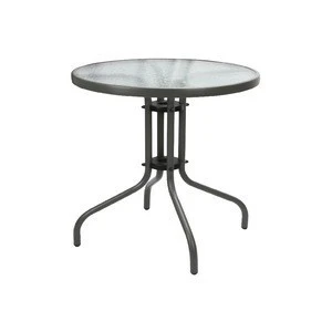 Hot sale Garden round steel glass table material outdoor table