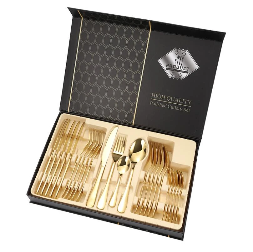 Hot sale Gift box cutlery flatware sets stainless steel cutlery 24 pcs cutlery set