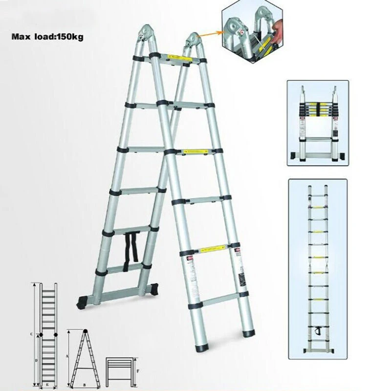 Hot sale hinged aluminium double sided step ladder telescopic manufactured in China