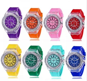 Hot Selling Fashion Promotion Geneva LED Light Watch Men Quartz Watch Ladies Women Silicone Watch Relogio Feminino Relojes