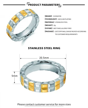Hot stock sell stainless steel Rotating Round ring embossed circle steel color plus gold wholesale ring for Mens Ring