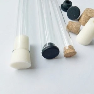 HUAMEI LAB clear glass test tube with wooden cork with optional caps