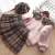 Import IHJ863 Autumn and winter kids clothing sets 1-5 years old baby girls&#x27; plus fleece top + plaid skirt from China