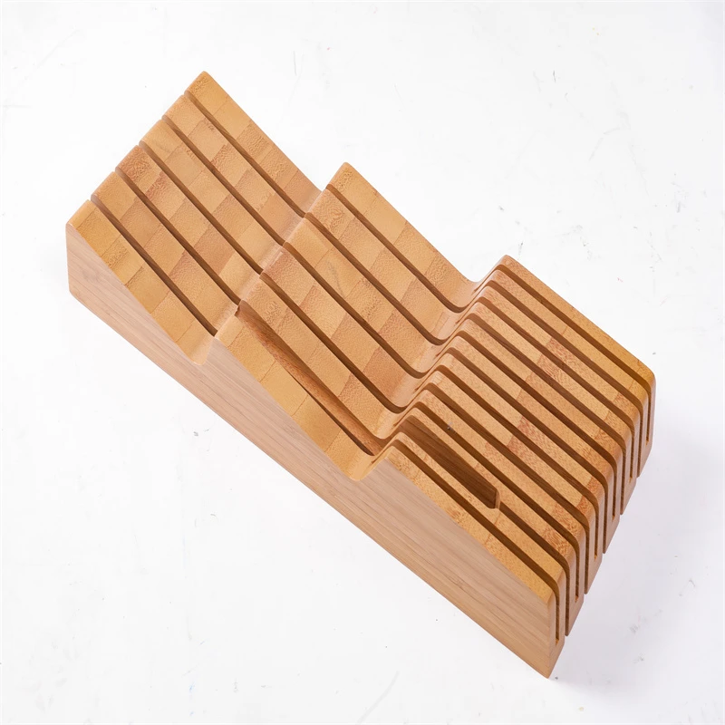 In-Drawer Bamboo Knife Storage Block Holder