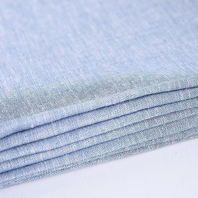 In stock yard dyed woven fabric linen cotton blended chambray fabric Mens shirt fabric