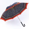 India Africa style printing garden outdoor auto sun straight umbrella ,gold color frame,rain gear