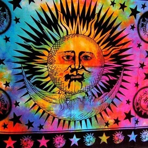 Indian Cotton Multi Color Sun Moon Home Decorative Wall Hanging Poster Tapestry