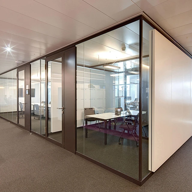 Interior Aluminum Frame Clear Tempered Office Partition Glass Wall