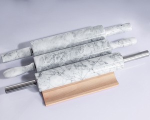 Kitchen Baking Tool High Quality Marble dumpling Rolling Pin &amp; marble board with Wooden Base