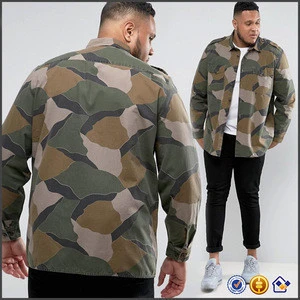 KY wholesale latest design men custom camo printing point collar plus overshirt 100% cotton bomber jacket
