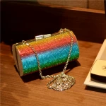 Ladies Rhinestones Clutch Purse Shiny Cans Shaped Rainbow Diamonds Crystal Colorful Evening Shoulder Bags