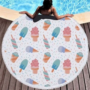 latest design colorful ice cream custom printing wholesale turkey beach towel blanket with tassels