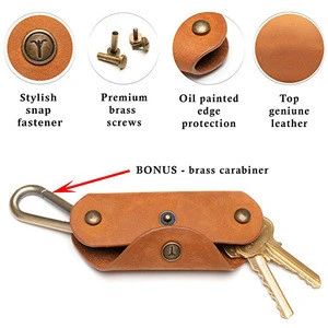 Leather Key Holder Smart Key Holder Organizer with Keychain for up to 10 Keys
