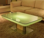 led illuminated stainless steel coffee table