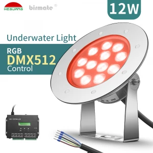 LED UNDERWATER LAMPS 12W RGB DMX512 Control Led Light Bulb Swimming Pool Underwater LightsDC12V SS316L