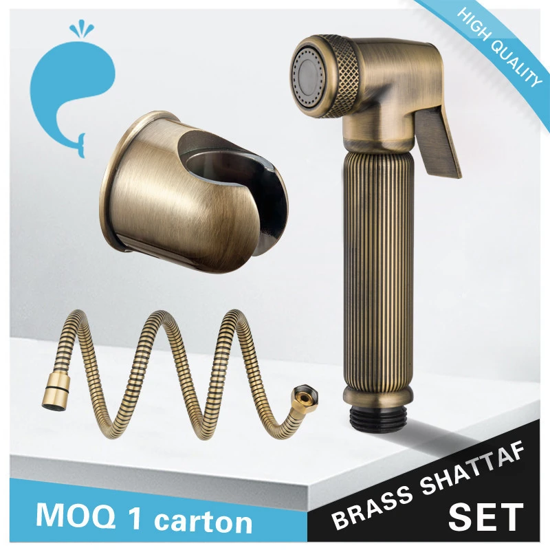 Lee Whale Classic Bronze Fashion Premium Brass Bathroom Set with Flexible Hose and Holder