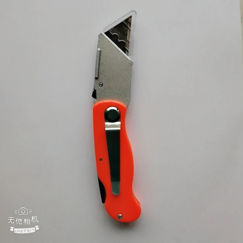 Light Weight Plastic Handle Foldable Utility Knife with Belt Clip