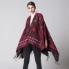 Long thick cashmere split shawl winter scarf knit poncho