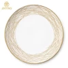 Luxury dubai gold rim dinner plates set bone china dinnerware ceramic for event rental home decor