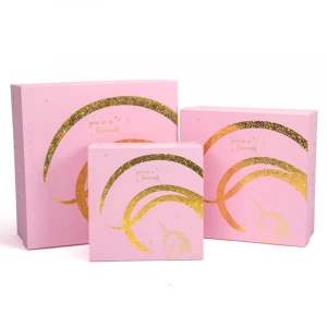 Luxury Gold Stamping Unicorn Design Custom Colour Paper Box Square Packaging Box For Gift