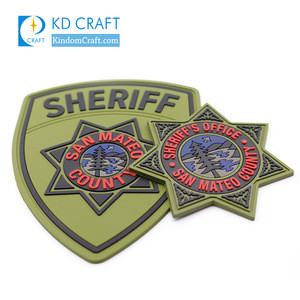 Manufacturer customized 3D security army air force uniform cap sheriff star custom soft PVC military badge patch for sale