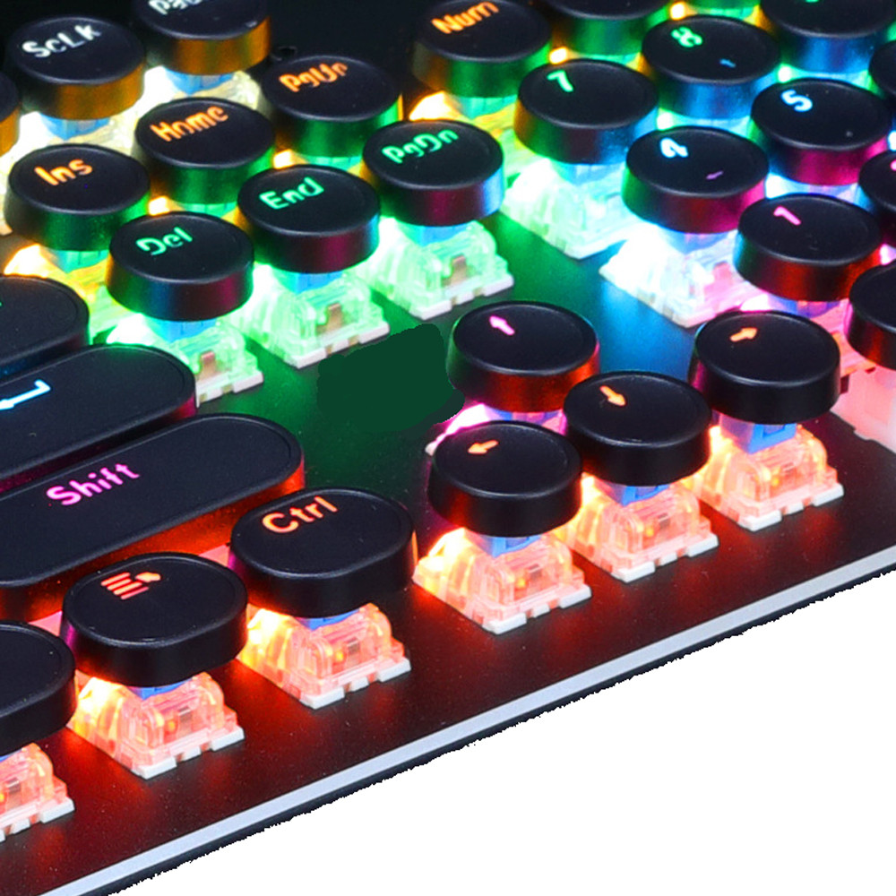 Buy Mechanical Keyboard Black And White Two-color Luminous Retro Best ...
