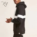 Men's OEM thickness cotton plain dyed hoodies outdoor boys color block pullover hoodie men